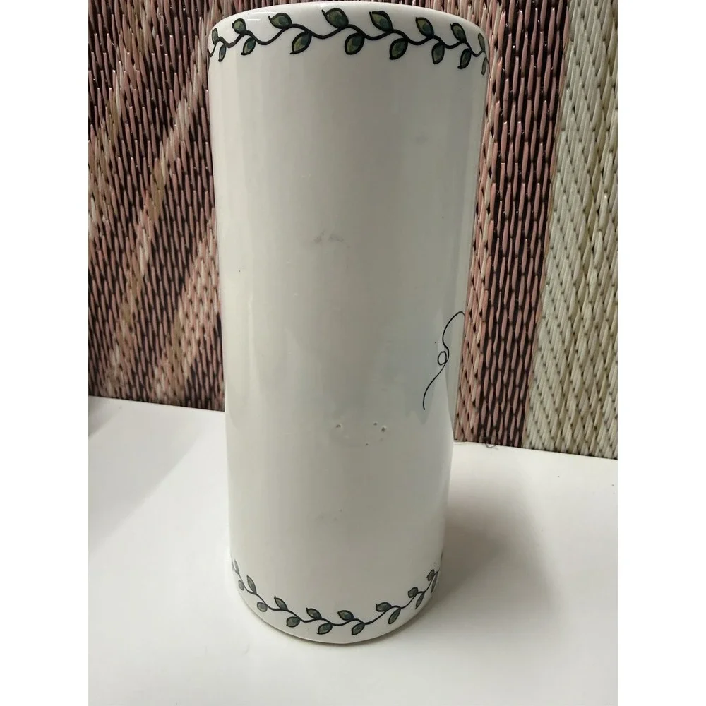 Vintage Portugal Flower Vase Estrella de Conimbrica Floral Hand Painted A Relvas